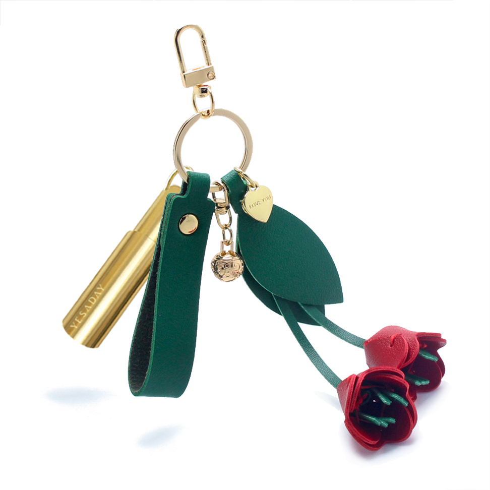 法式玫瑰皮革真皮訂製吊飾